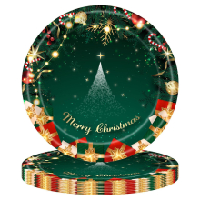 ( 16pcs # 7-inch plates + 16pcs ...) Christmas Theme Party Disposable Tableware Set Paper Plates Napkins Cups