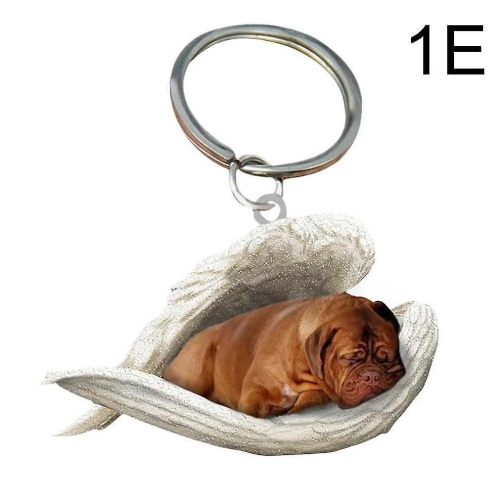 ( Dog) Hanging Ornament Keychain Cute Sleeping Angel Dog Wing Pendant Dog Gift Ca Bordeaux