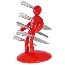 (Red, Without Knife) Otwoo Kitchen Knife Holder, Stabbed Man Kitchen Knife Block With Transparent Knife Cover For Meat Cleaver
