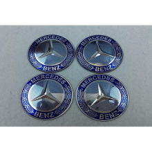 Veeki Modified Hub Sticker, Hub Center Cover Sticker, 65mm Hub Cover - Mercedes-benz Blue (four Pack)