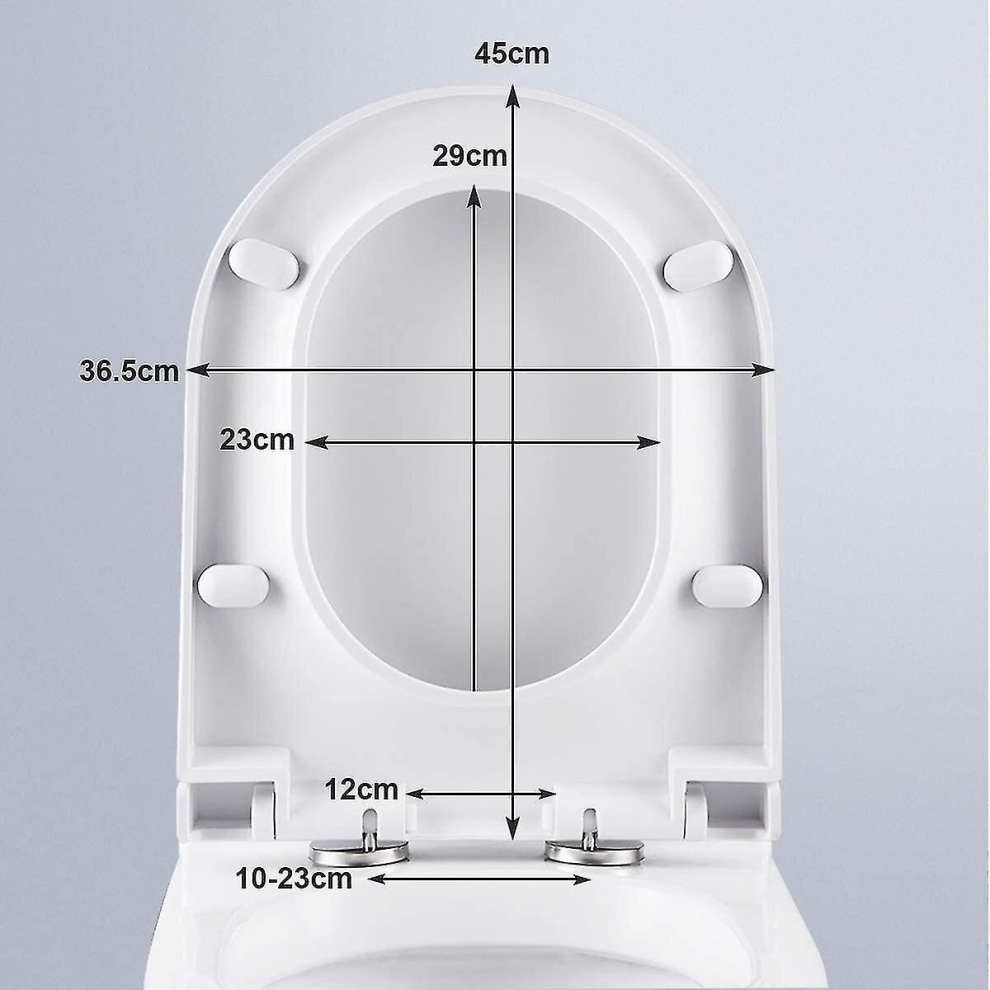 Toilet Seat, Anti-Bacterial D-Shaped Toilet Seat Toilet Seat With Soft Close Quick Release Adult- White