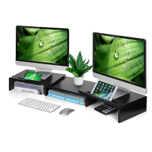 Double Monitor Stand With Adjustable Angle And 2 Cell Phone Slots (ls)