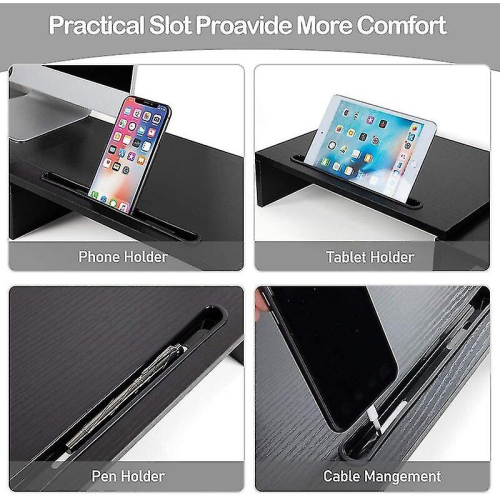 Double Monitor Stand With Adjustable Angle And 2 Cell Phone Slots (ls) 2