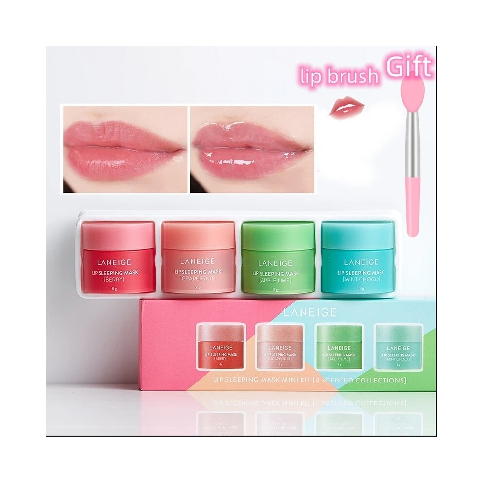 (4Pcs) LANEIGE Lip Sleeping Mask Mini Kit Travel Exclusive Long Lasting Moisturizing