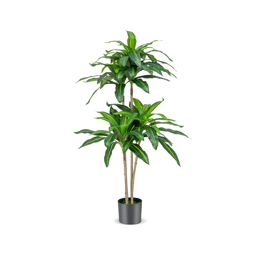 140cm Artificial Dracaena Plant Fake Tree w/92 Leaves & Cement Pot