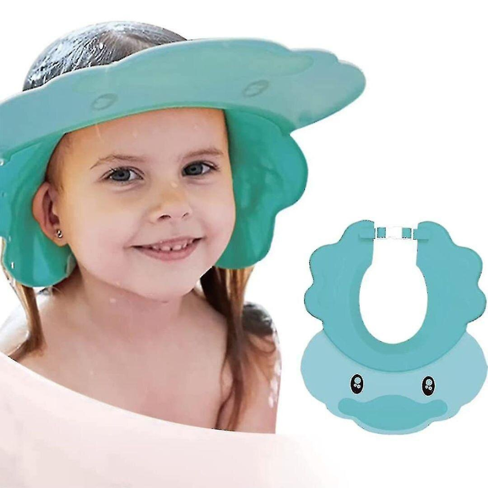Shower Cap For Kids Adjustable Baby Hair Washing Guard Bath Shield Visor Hat Eyes And Ears Head Protection Bath Shampoo Hat Blue
