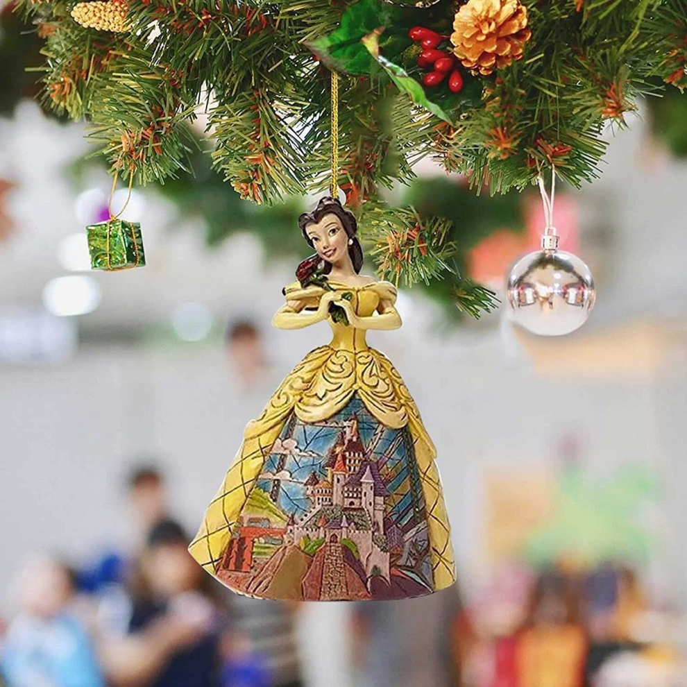 (  Belle) Princess Christmas Tree Pendant Xmastree Ornaments Holiday Hanging Decor