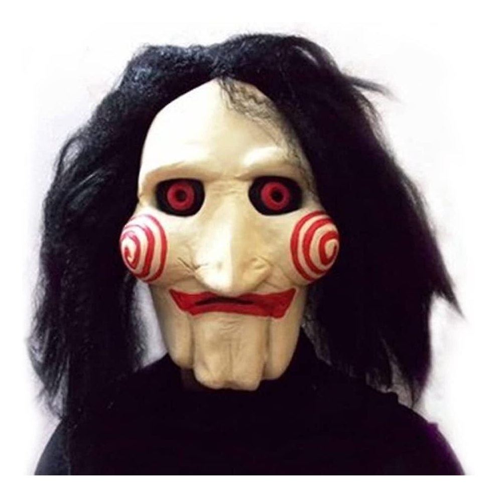 Halloween Full Head Latex Mask Saw Movie Jigsaw Puppet Creepy Scary Mask Halloween Cosplay_fi