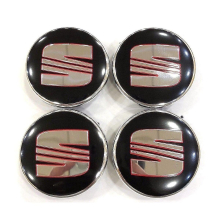 Black/silver/red Seat Wheel Center Caps Hub Badges 56mm 4 Pcs For Ibiza Leon