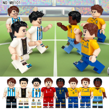 (8 pièces de minifigures A) Équipe de football de la Coupe du Monde et équipe de basket-ball – figurines compatibles avec les briques Lego
