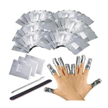 Nail Foil Gel Wraps Polish Remover Art Soak Off Acrylic Removal - No Acetone (silver 100pcs