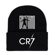 (StyleD) Knitted Ronaldo Cristiano Black Cap Cr7 Printed Hat Warm Daily Wear Gifts Fans