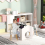 Casart 3 pcs Kids Table Chair Set w/Desktop Chalkboards Children Activity Table 4