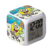 Spongebob Squarepants Alarm Clock Gift Colorful Alarm Clock Square Clock Bedside Clock Style J