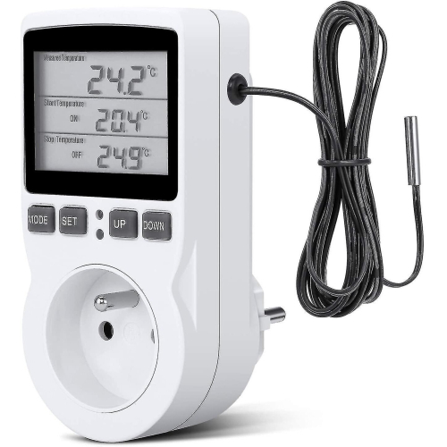 Ays Digital Temperature Controller, Heating Cooling Thermostat Socket Lcd Temperature Controller, 230v For Greenhouse Farm Temperature Controlle