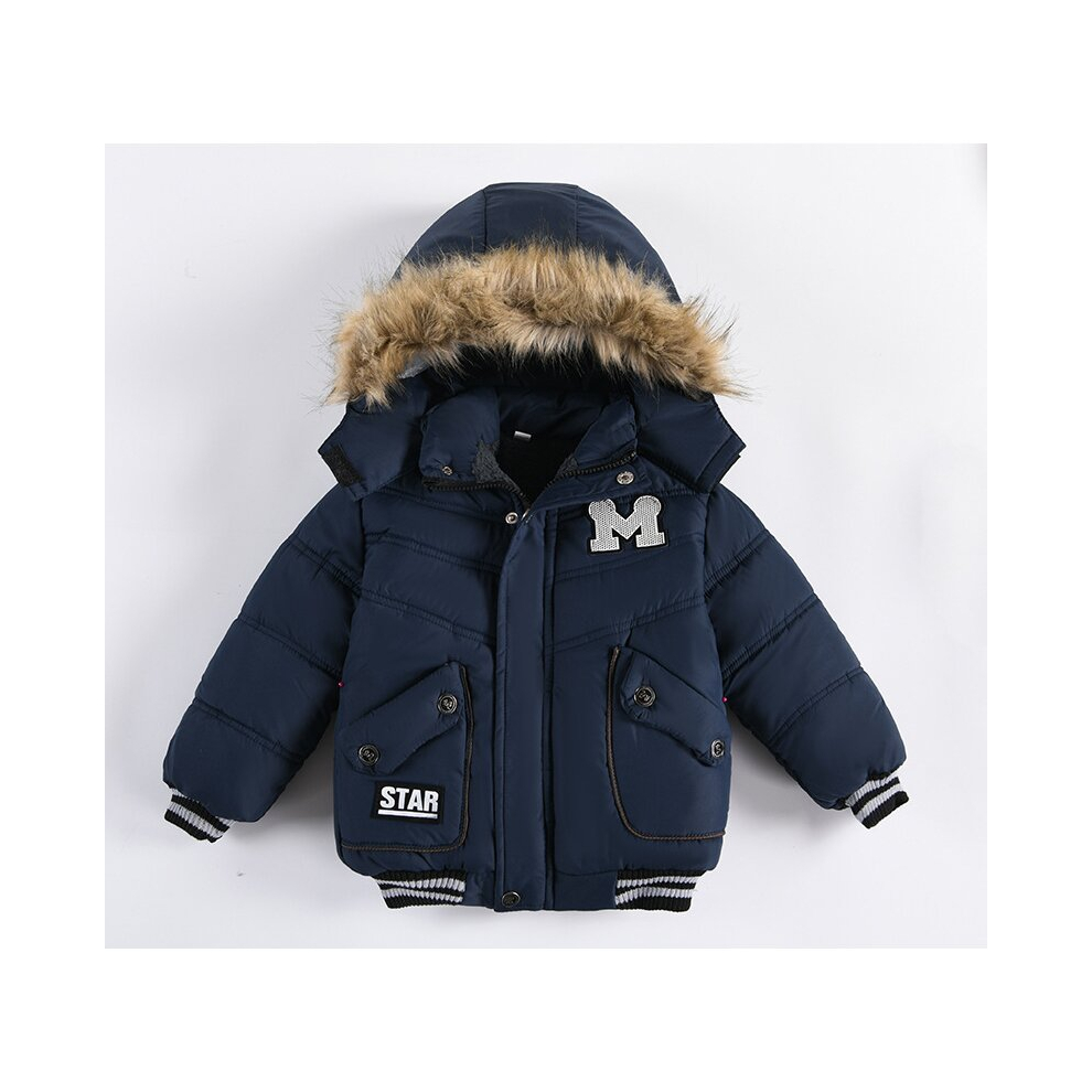 (blue, 3-4Years/Suitable for height 110cm) Children's Winter Cotton Coat Boys' Thickened Jacket, Birthday Gift, Halloween, Christmas