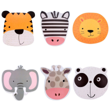 Kids Placemats Wild Zoo Animal Face Children Dining Table Mat 6PC Set