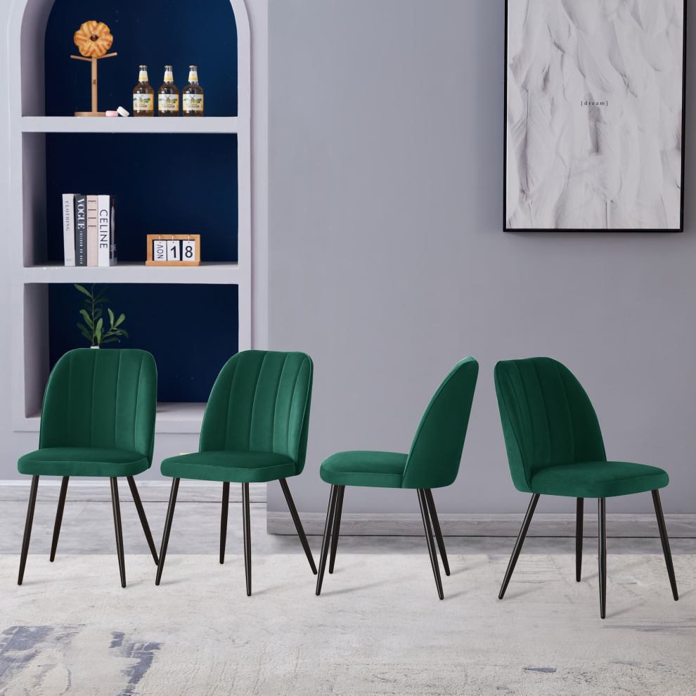 (Green, 4PCS) 2X4X Velvet Dining Chairs Upholstered seat