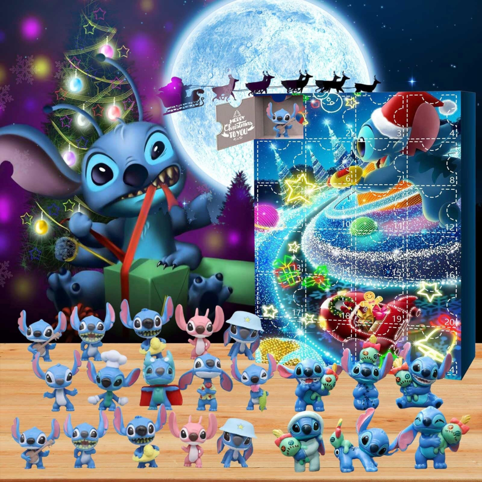 (Lilo Stitch Set A) Christmas Lilo & Stitch 24 Days Countdown Advent Calendar Surprise Gift