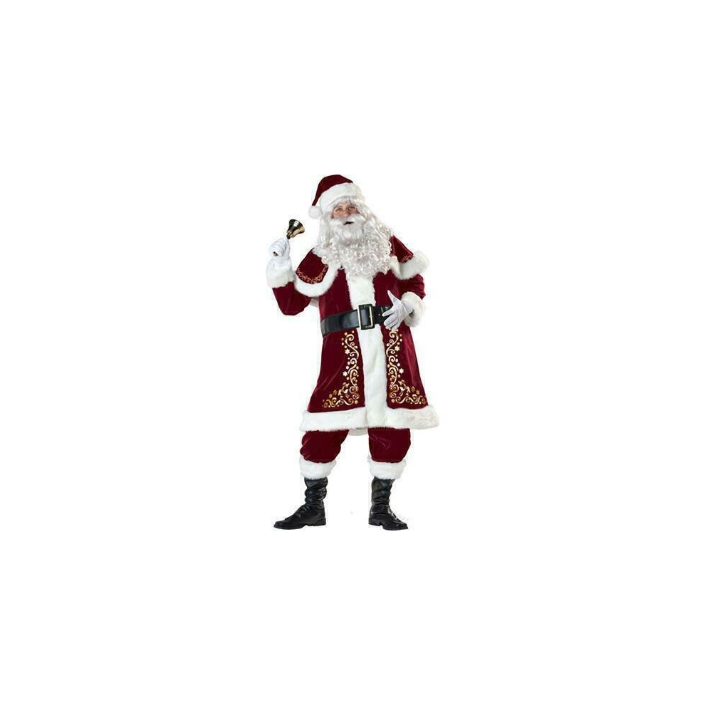 (3XL) Santa Claus Costume Father Christmas Flannel Suit Mens Adult Fancy Dress Outfit