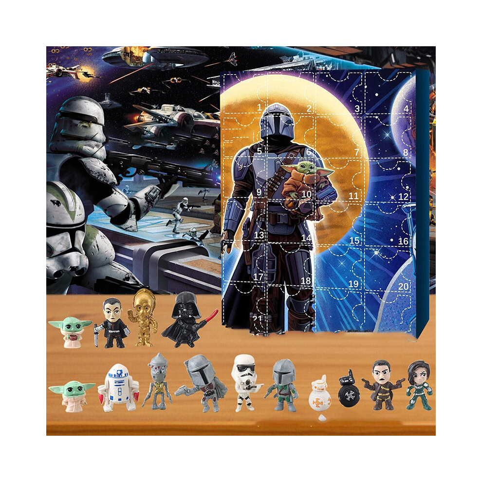 (Star Wars Yoda Set A) Christmas Advent Calendar 24 Days Countdown Star Wars Yoda Figure Surprise Xmas Gifts Kids Toys