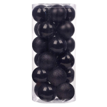 (black) 24 PCS/Barrel Home Christmas Ball Ornaments, Xmas Tree Decorations Tree Pedant, Holiday Hanging Balls Decor 4cm/1.57in