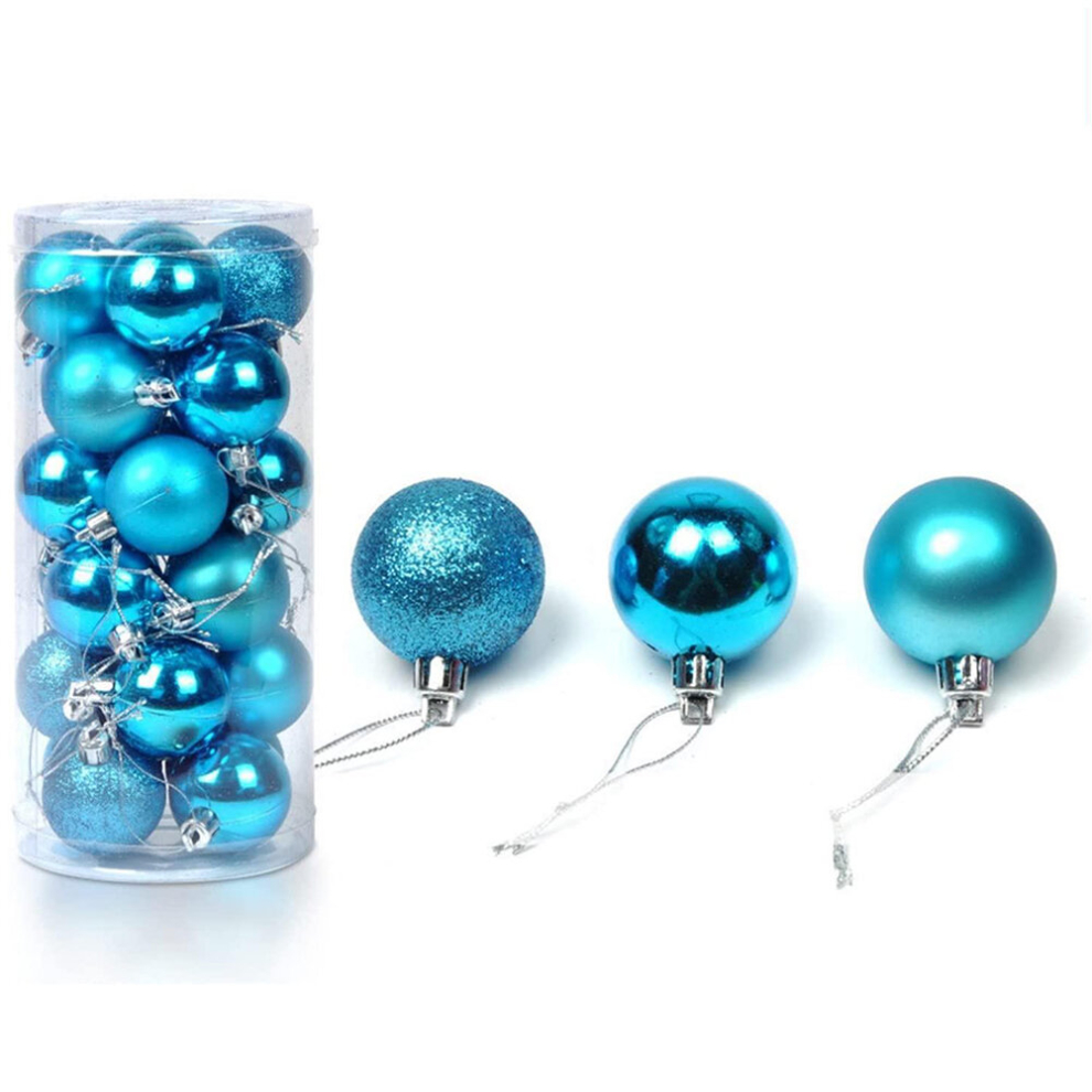 (lake blue) 24 PCS/Barrel Home Christmas Ball Ornaments, Xmas Tree Decorations Tree Pedant, Holiday Hanging Balls Decor 4cm/1.57in