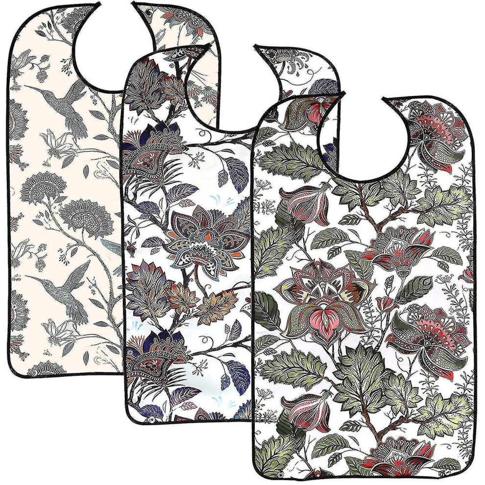 3 Pack Adult Bibs For Eating, Adult Bibs With Crumb Catcher,