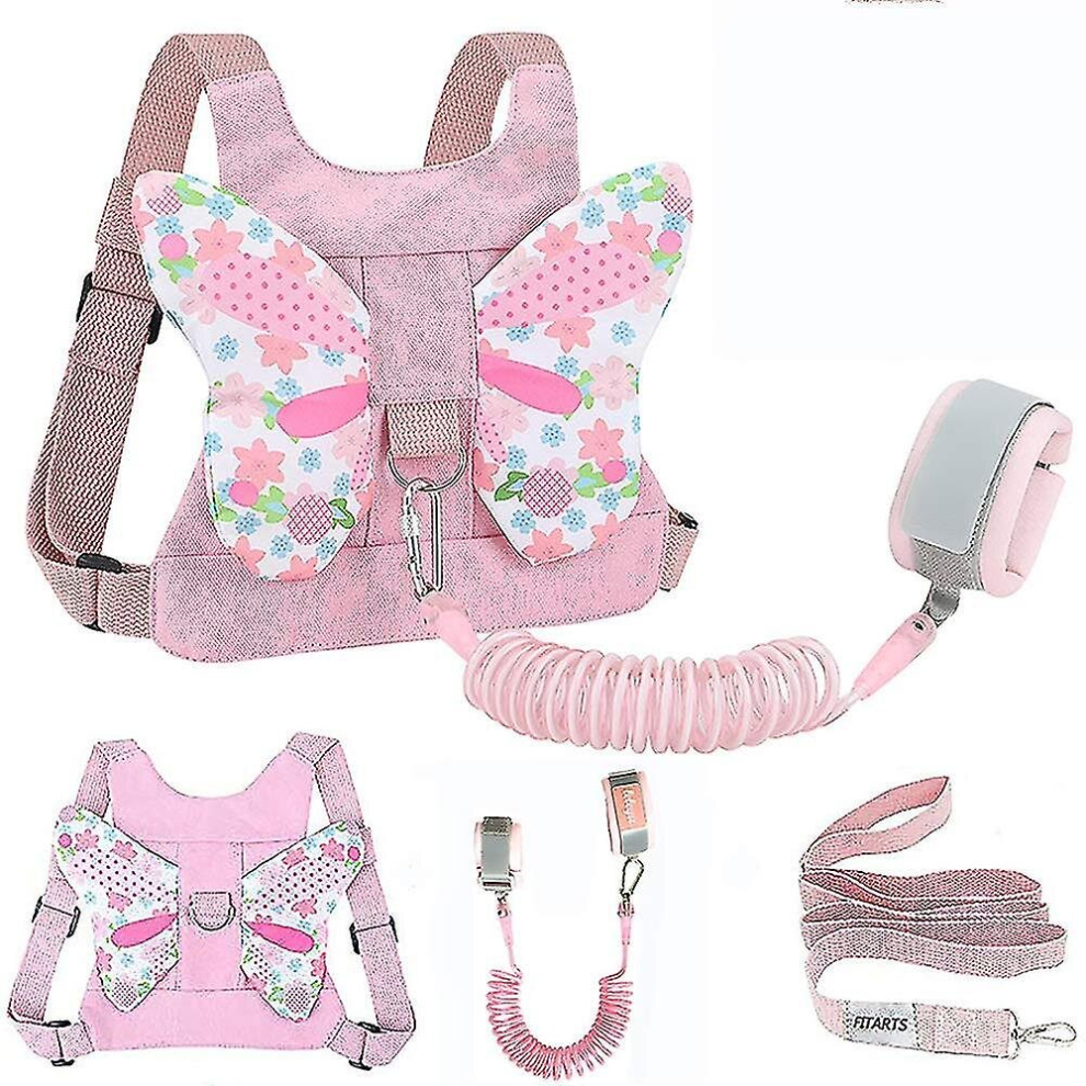 2 In 1 Toddler Leash Anti Lost Wrist Link Safety Harness Pink