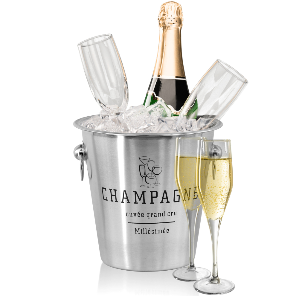 Geezy Stainless Steel French Silver Champagne & Wine Ice Bucket