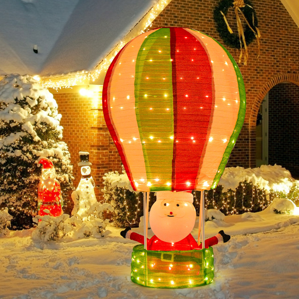 4.5 FT Lighted Santa in Hot Air Balloon LED Christmas Xmas Decoration