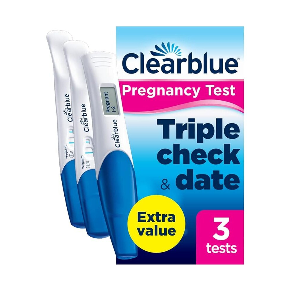 Clearblue Pregnancy Test Ultra Early Triple-Check & Date Combo Pack, Results 6 Days Early (Visual Sticks) & Tells You How Many WeeksKit Of 3 Tests