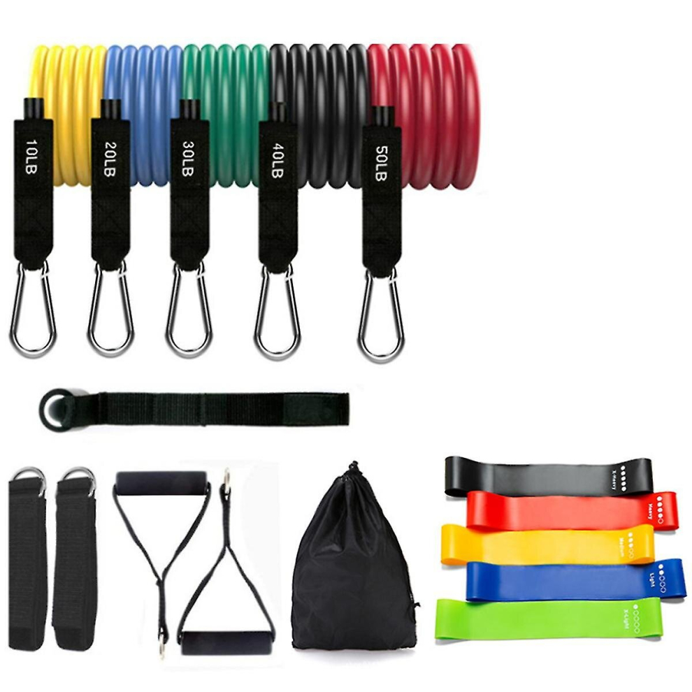 17 Pcs/set Latex Resistance Bands Fitness Training Exercise Yoga Tubes With Bag 