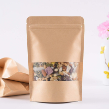 100pcs Kraft Paper Bag With Window(14x20x5cm),resealable Stand Up Pouch, Brown Paper Bags, Wholesale Food Packaging,waterproof And Moisture-proof,