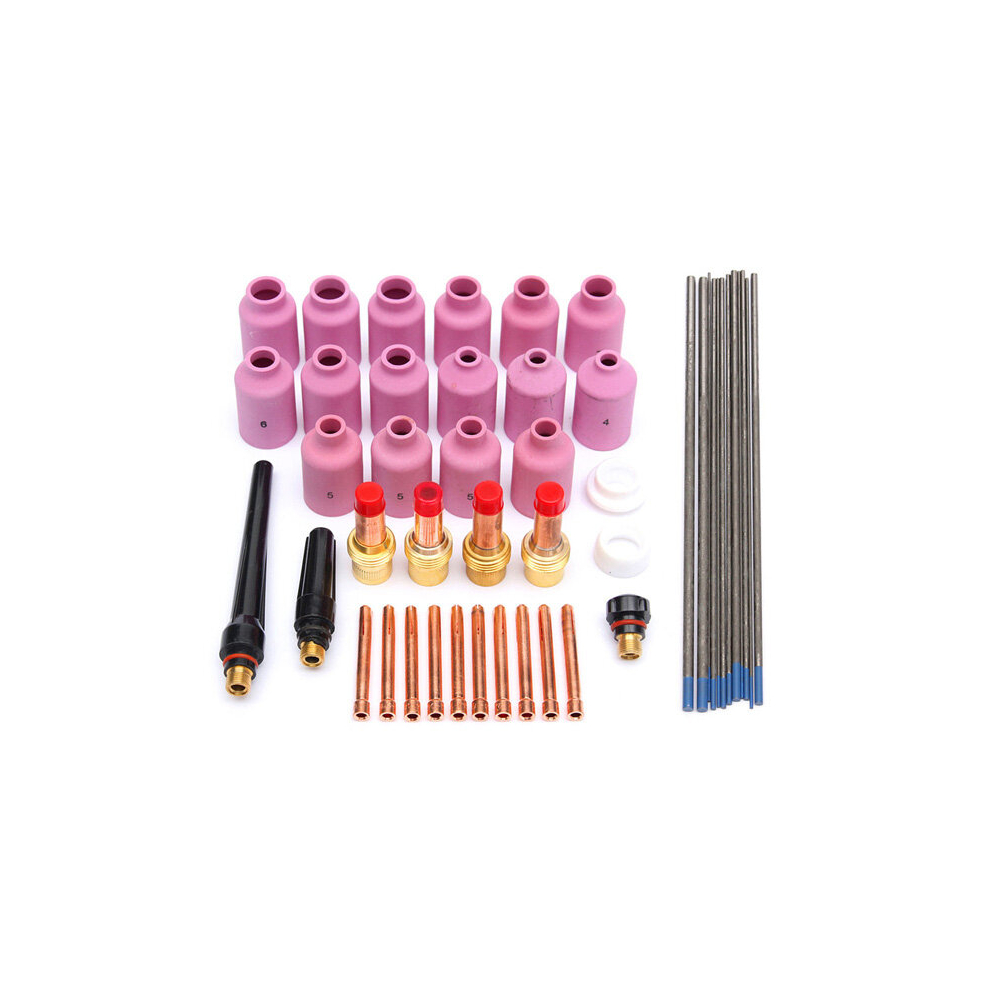 46 Pcs Tig Welding Torch Gas Lens Kit Wp-17 Wp-18 Wp-26 Wl20 Lanthanate Tungsten 709889639201