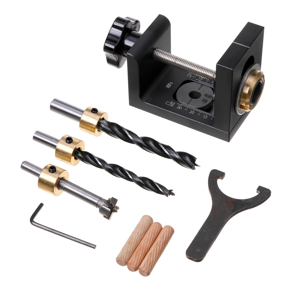 Woodworking Drilling Guide Locator Kit Wood Dowel Jig Pocket Hole Drill Bit For Carpentry Hole Puncher Locator Tool 3119150731768