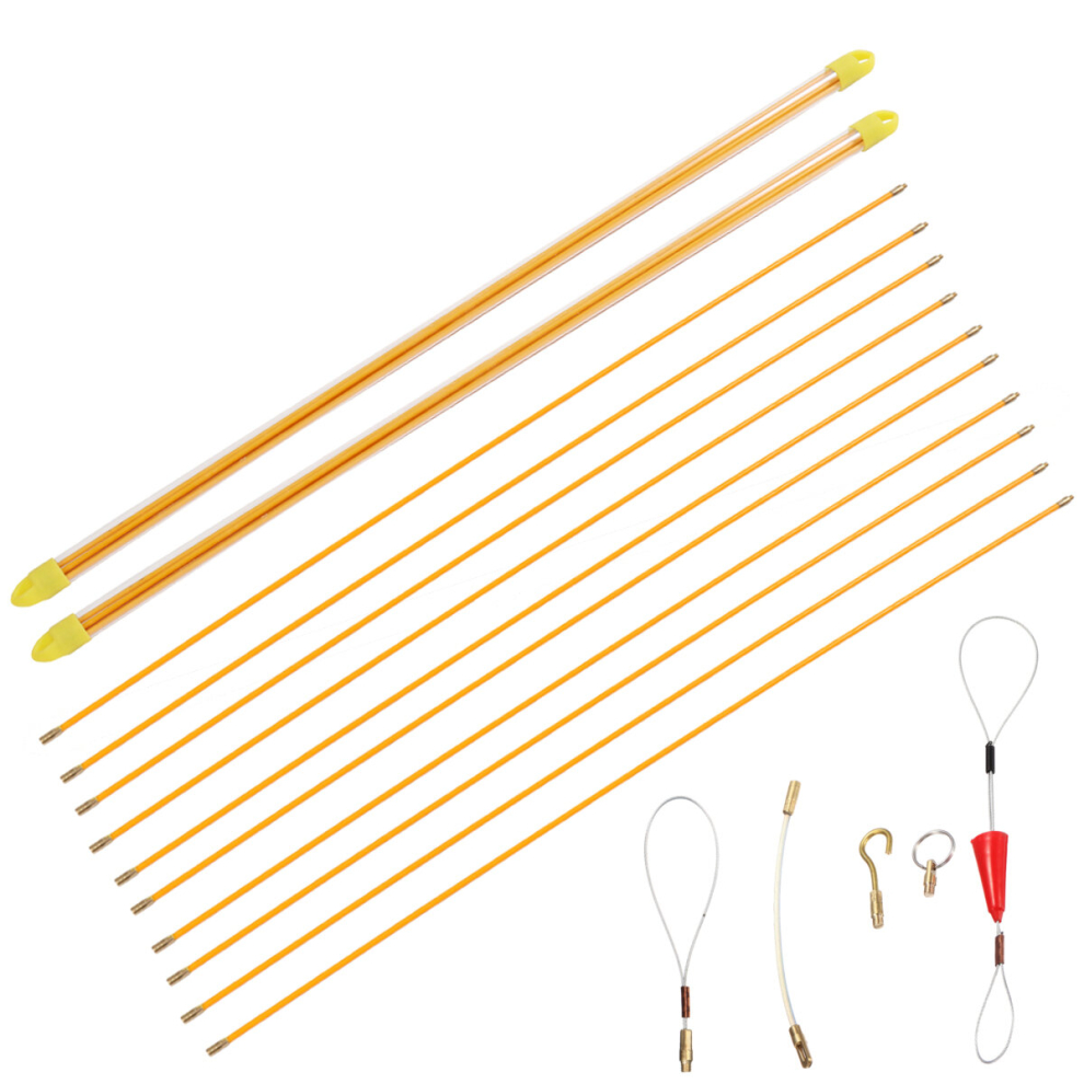 10Pcs L58cm D4mm Electrician Puller Wire Fiberglass Cable Wire Duct Rod Threader Pull Kit 828040879673