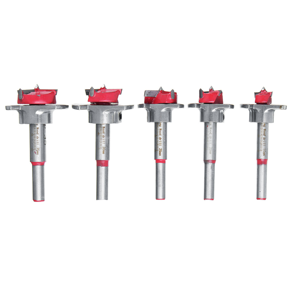 5Pcs 15Mm To 35Mm Forstner Drill Bit Positioning Carpentry Hole Opener Set Carbide Flat Wing Drill 6402361051648