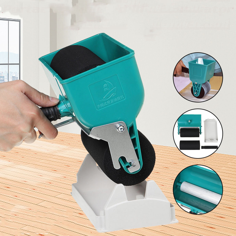 Handheld Glue Trough Roller Applicator Adjustable With Stand Manual Glue Dispenser 743541350486