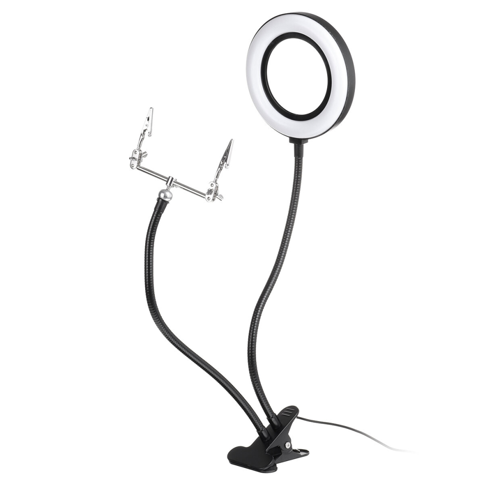 Light 6 Inches 360 10X Magnifier Led Lamp Desk Magnifying Glass With Clamp Usb Charging