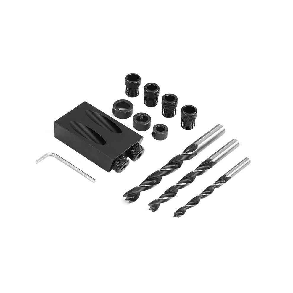 Aluminum Alloy Oblique Hole Positioner 6/8/10Mm 15 Degree Woodworking Locator Pocket Hole Jig 3480563500174