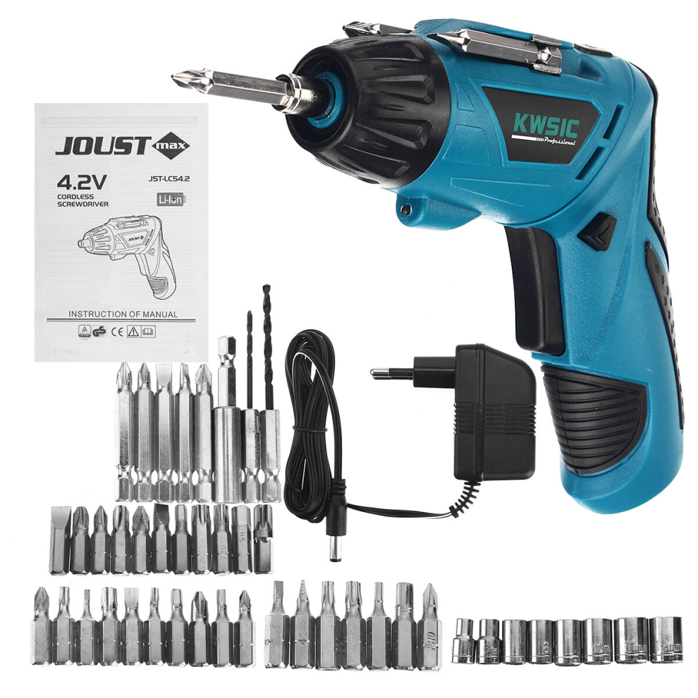 4.8V Electric Drill Screw Driver Rechargeable Cordless Screwdriver Tool Drill Bit Set 752897442493