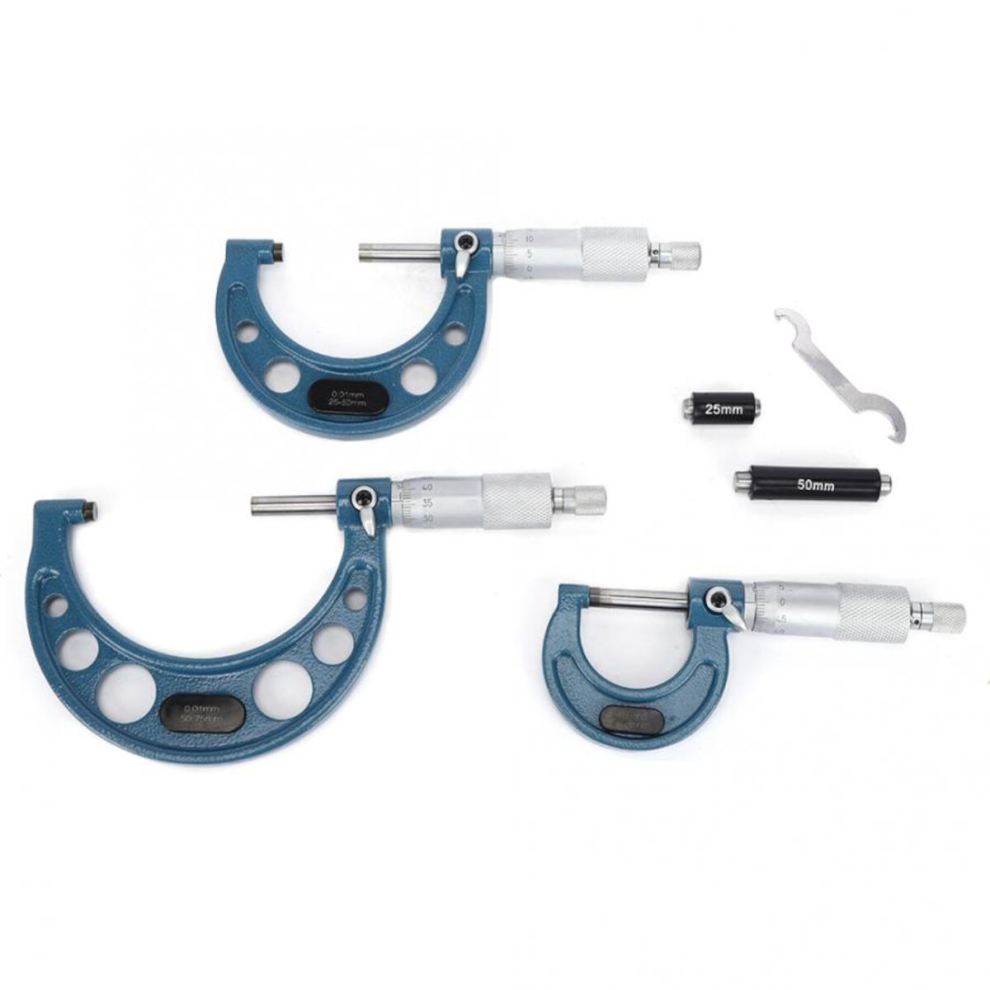 3Pcs 0-75Mm Digital Micrometer Bearing Steel High Accuracy Outside Diameter Measurement Tool 6956324914650