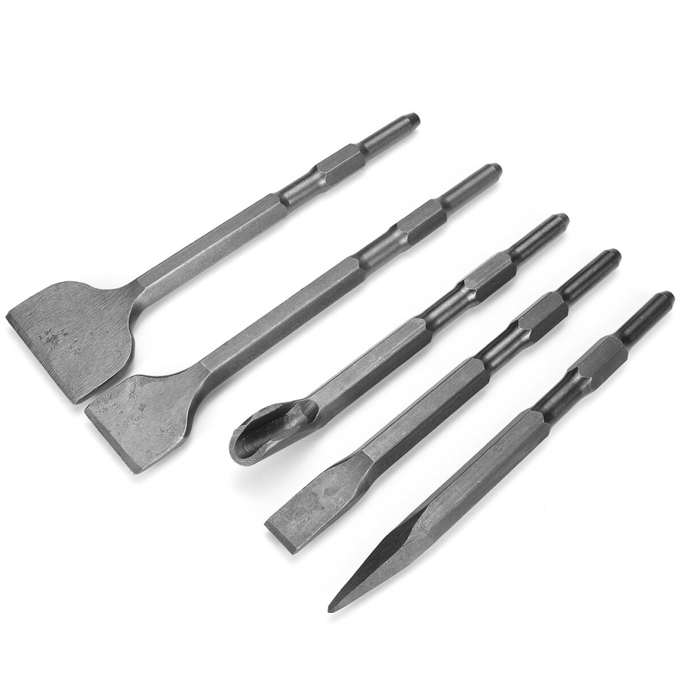 Electric Hammer Chisel Set Hex Handle Point Groove Gouge Flat Chisel 708478200853