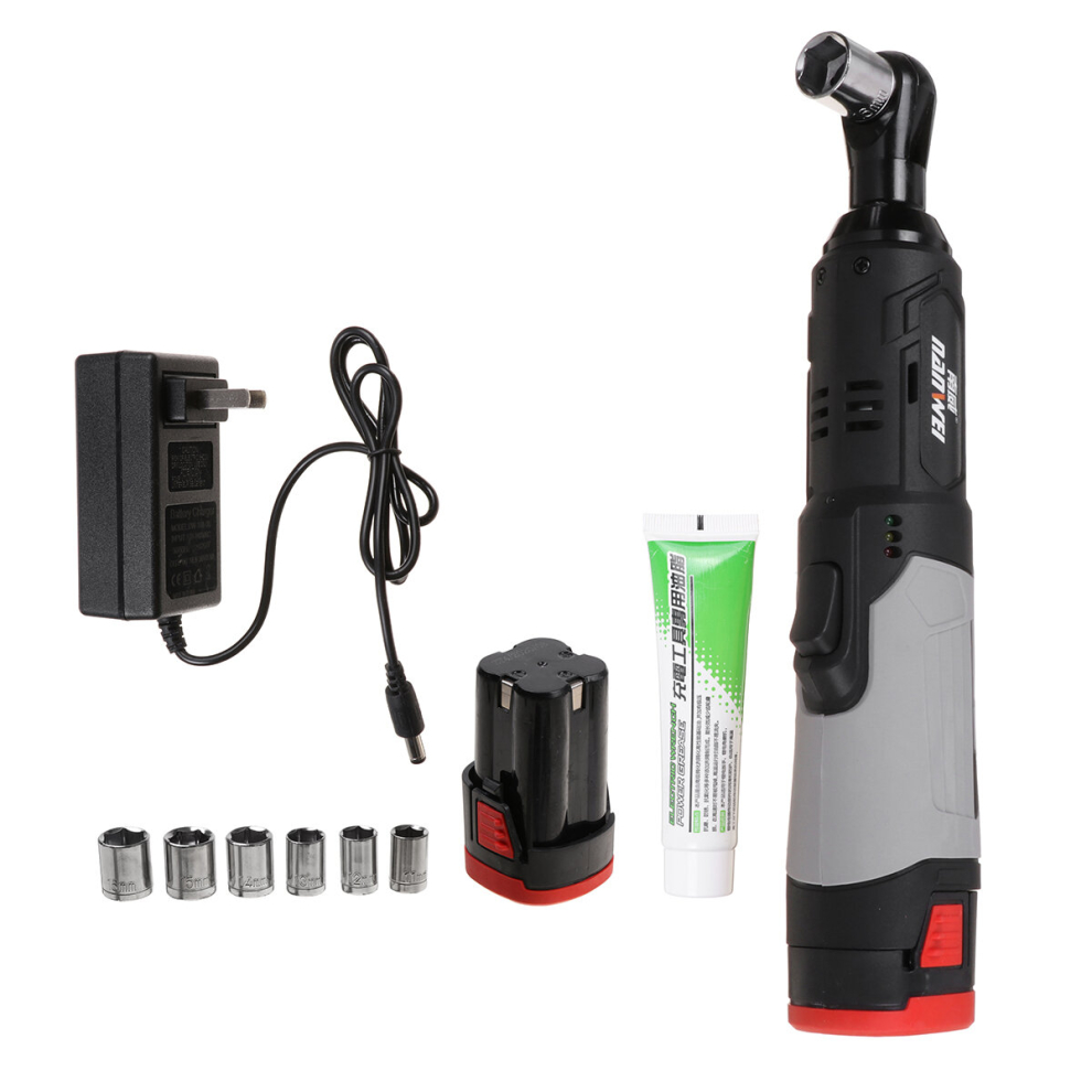 16.8V Electric Cordless Ratchet Right Angle Wrench Tool + 2 Battery 681027269344