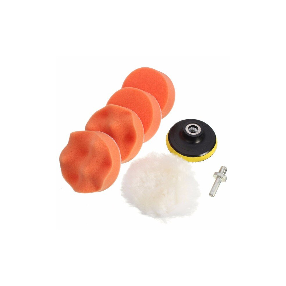 7Pcs 3/4/5/6/7 Inch Buffing Pad Set M14 Thread Backer Plate Drill Adapter Polishing Buffing For Car Polisher Orange 6900048486009
