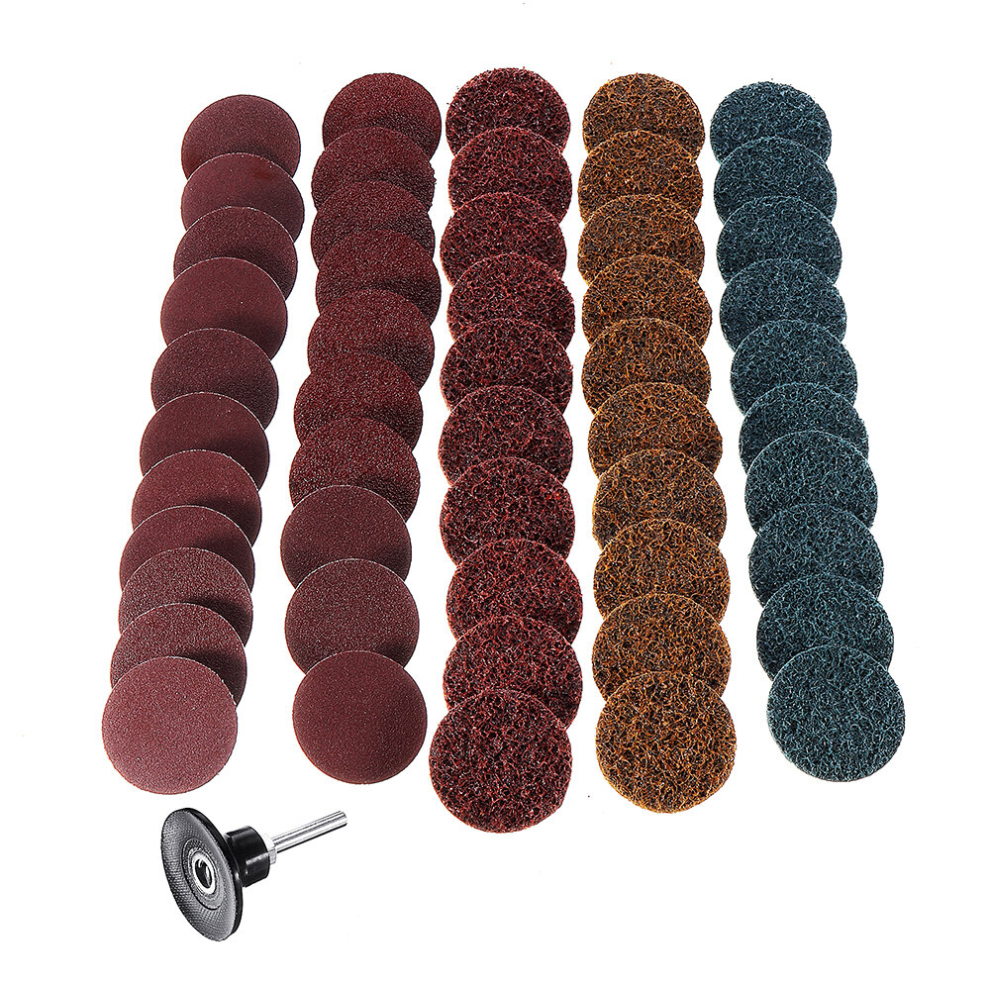 51Pcs 2 Inch Mix Sanding Roloc Disc Roll Lock Surface Coarse Pad 50Mm With Holder 608018773765
