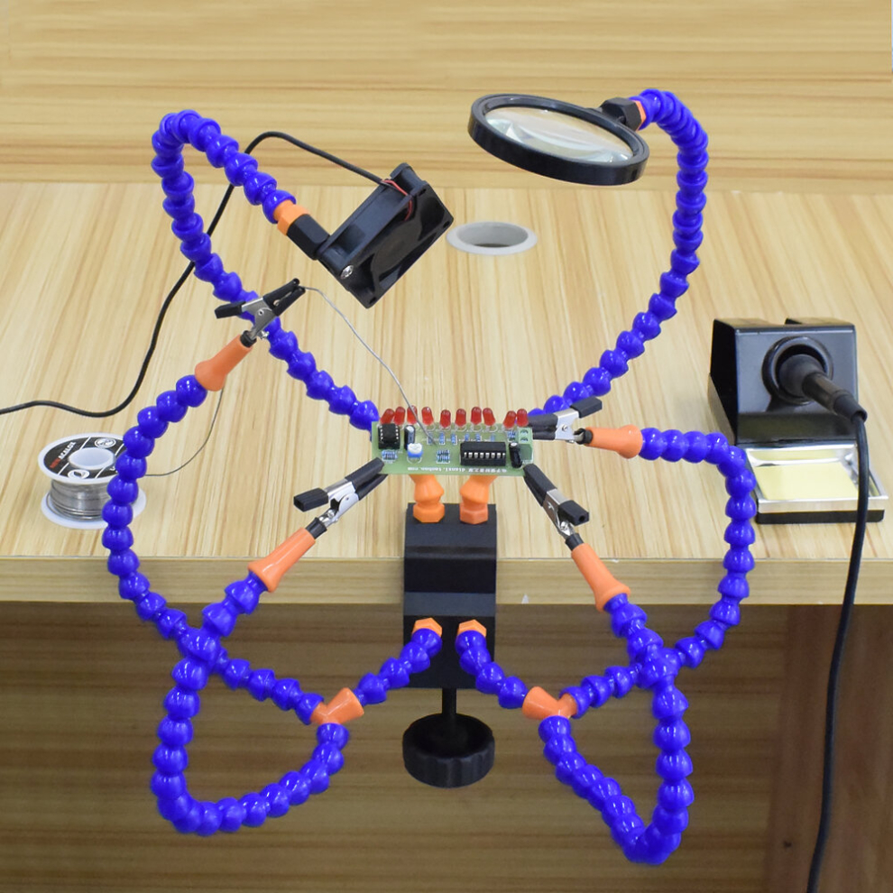 Newacalox Soldering Holder Table Clamp Soldering Third Hand With 3X Magnifier Welding Exhaust Fan Usb Rechargeable Flashlight Soldeirng Holder 6900064680887