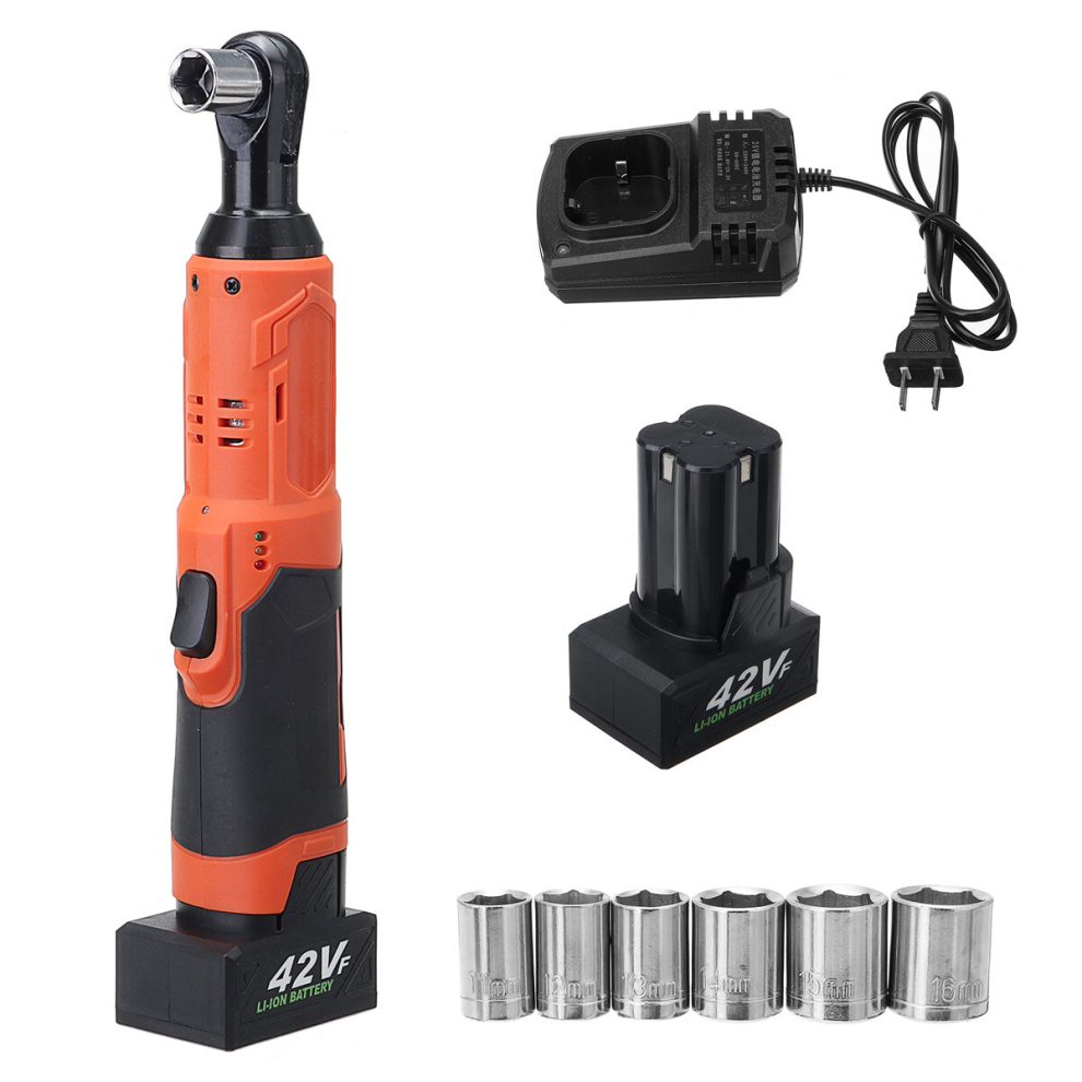 42V 3/8'' 90Nm Electric Wrench Cordless Rechargeable Led Ratchet Angle Wrench Tool 6900072915575