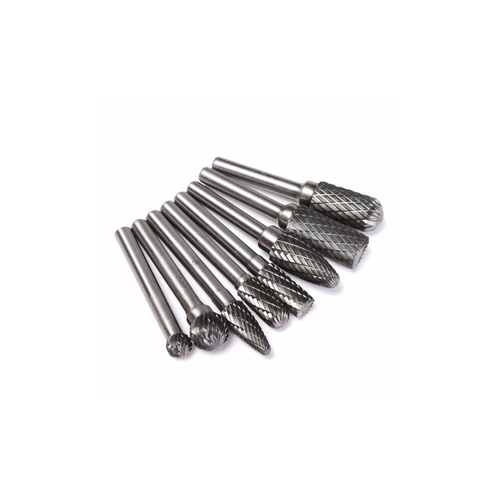 8pcs 6mm Shank Tungsten Steel Rotary Burr Set Rotary Cutter Files CNC Engraving Tool